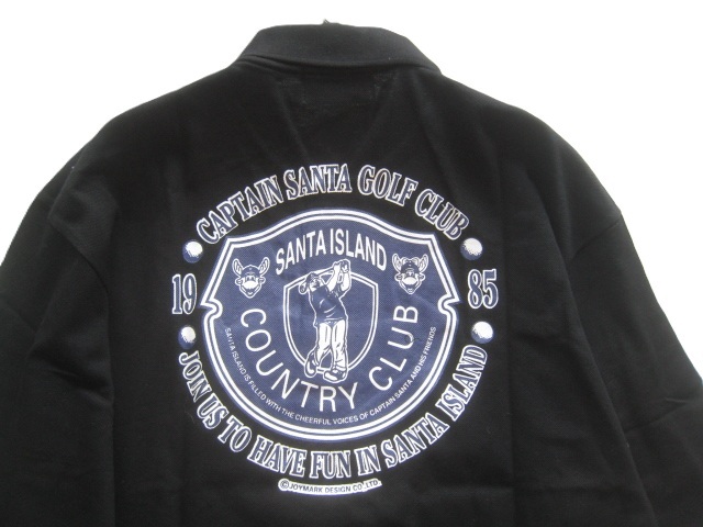 新品!!キャプテンサンタ Captain Santa*ビッグロゴプリント 長袖ポロシャツ L 黒 ブラック ジョイマークデザイン_画像9