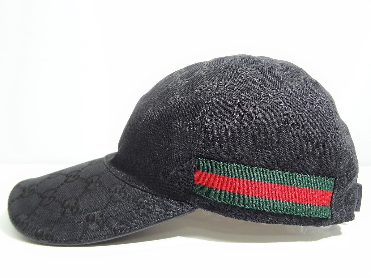 ▪️GUCCI キャップ　GG柄　ブラック　シェリーライン　200035 M58 ▪️GUCCI キャップGG柄ブラックシェリーライン200035 M58