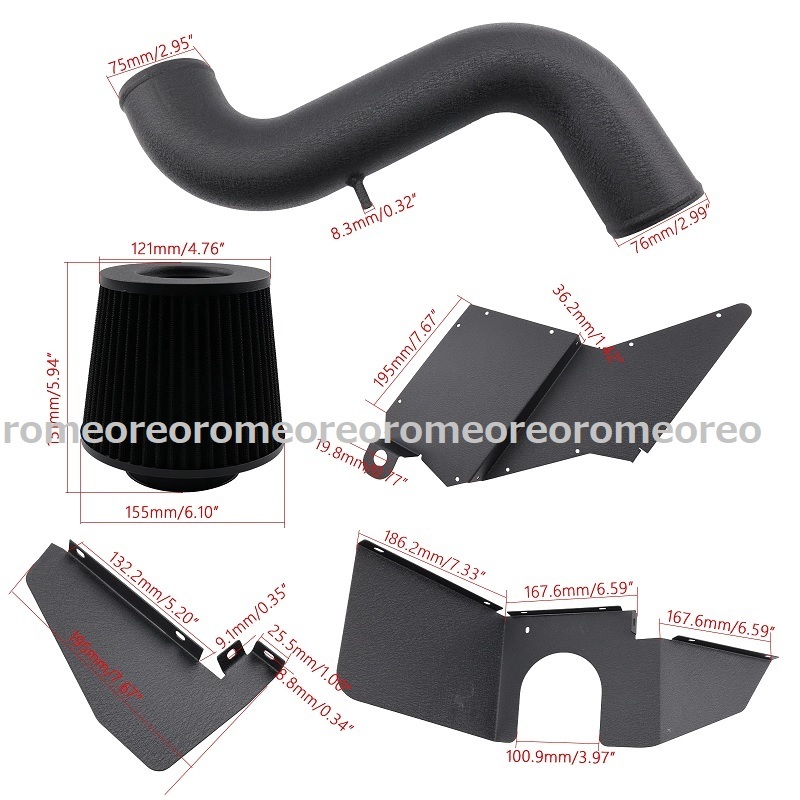 特価 VW ゴルフ 5 MK5 2005～2008 断熱版付き 1.4TSI ツインチャージャー エアクリーナー エアインテーク アルミ パイピング キット_画像5