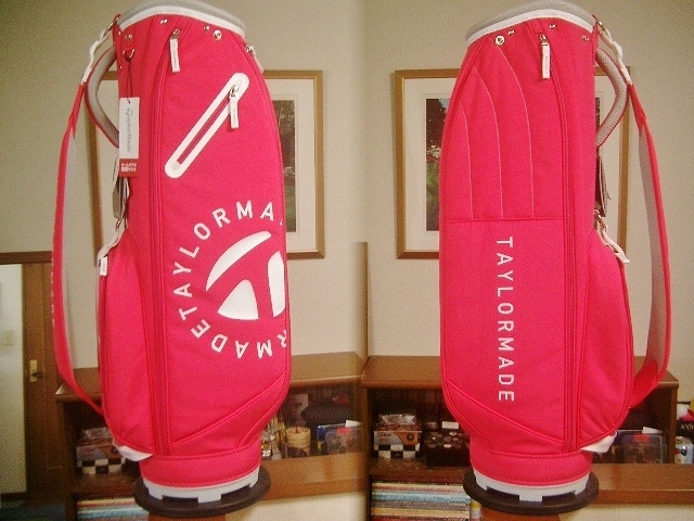 未使用 テーラーメイド レディース スポーティ・モデル サークルT 合繊素材 ピンク白 ゴルフバッグ_画像1