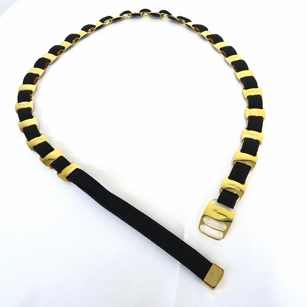 #ae Salvatore Ferragamo Ferragamo ремень золотой чёрный Gold черный vala лента с коробкой женский [840215] k01