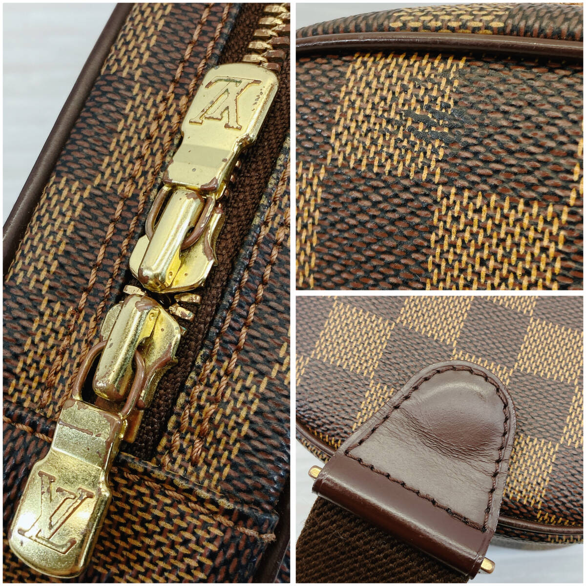 ■ ルイヴィトン ポシェット ガンジュ N48048 ダミエ SPオーダー ボディ バッグ メンズ レディース エベヌ LOUIS VUITTON ■_画像10