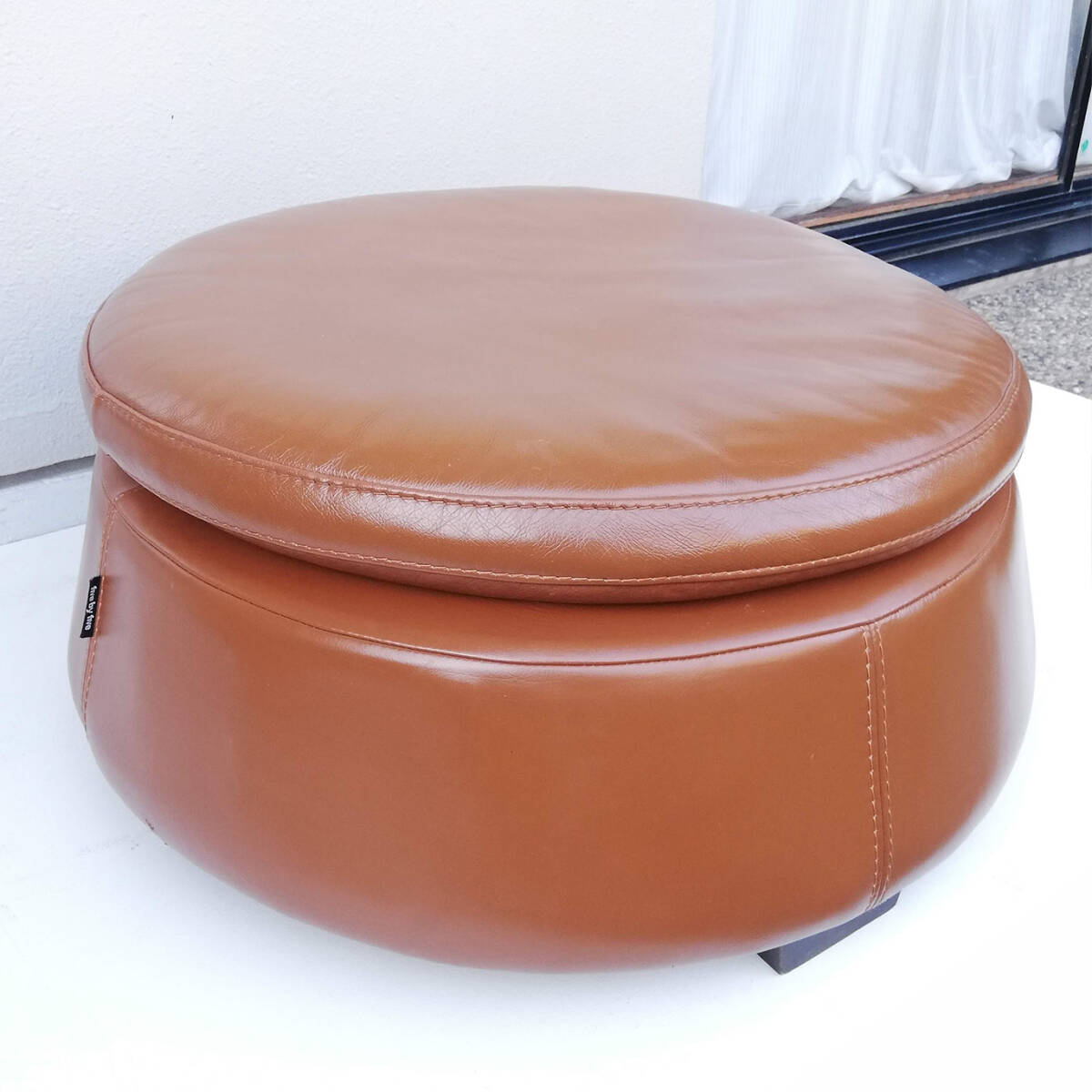 廃盤◆希少 ACTUS five by five メテオール 本革 ラウンド オットマン アクタス 北歐 ウニコ カッシーナ 