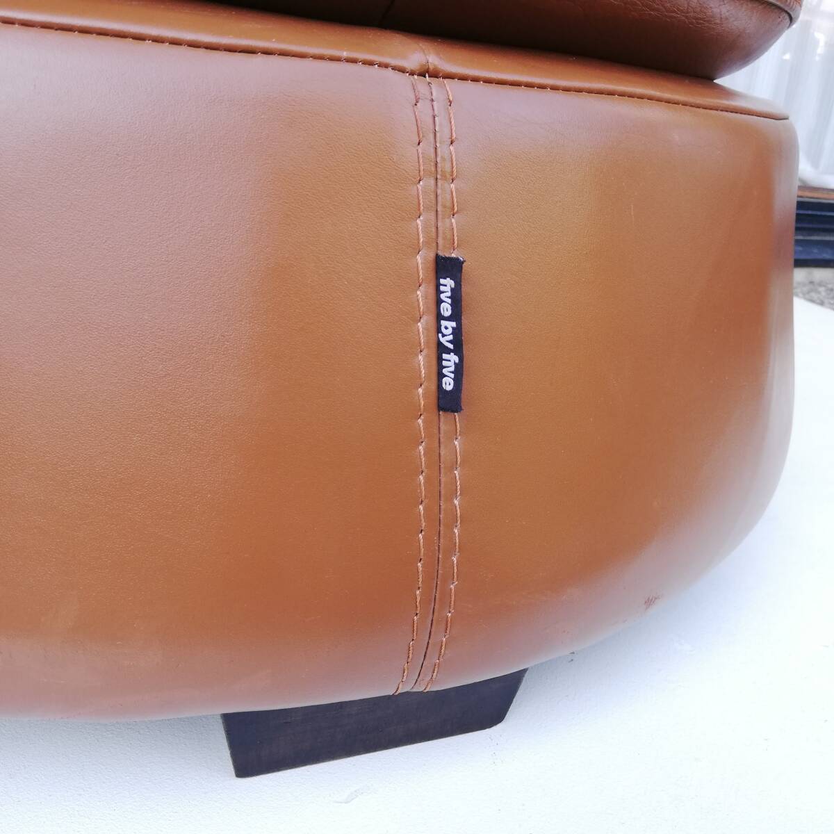 廃盤◆希少 ACTUS five by five メテオール 本革 ラウンド オットマン アクタス 北歐 ウニコ カッシーナ 