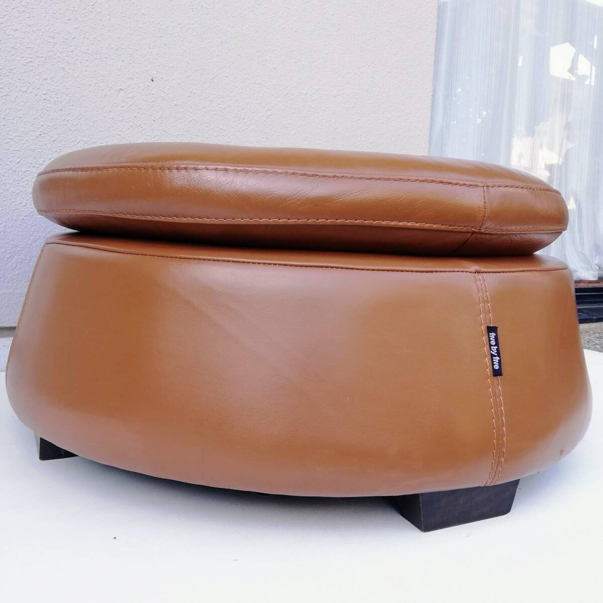 廃盤◆希少 ACTUS five by five メテオール 本革 ラウンド オットマン アクタス 北歐 ウニコ カッシーナ 