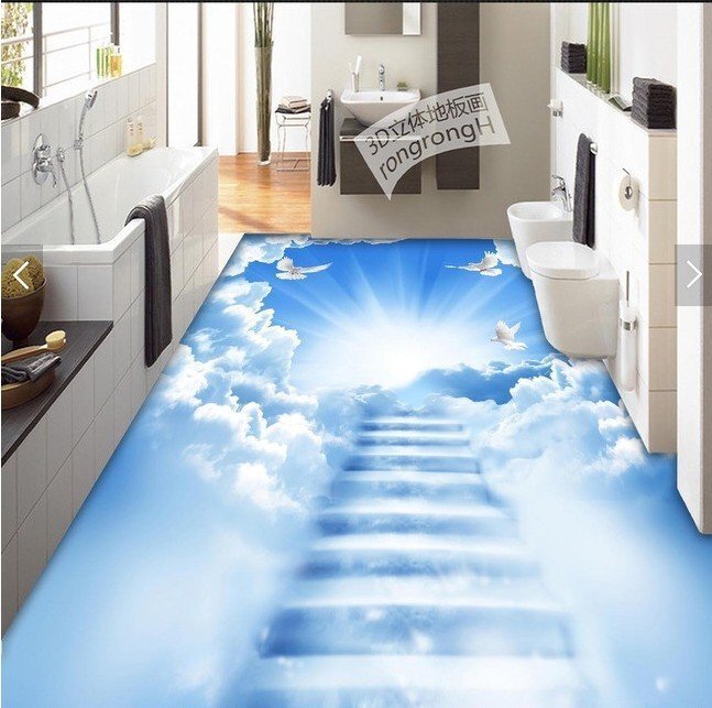 ★オーダー　みる★ページ C618 巨大 3D フロアマット 1.45m*3m* 自然 葉っぱ 石 芝生 花 木