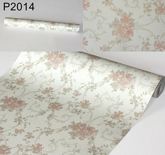 大量100m】p2014 ローズ ダマスク柄 花柄 フラワー 壁紙 シール