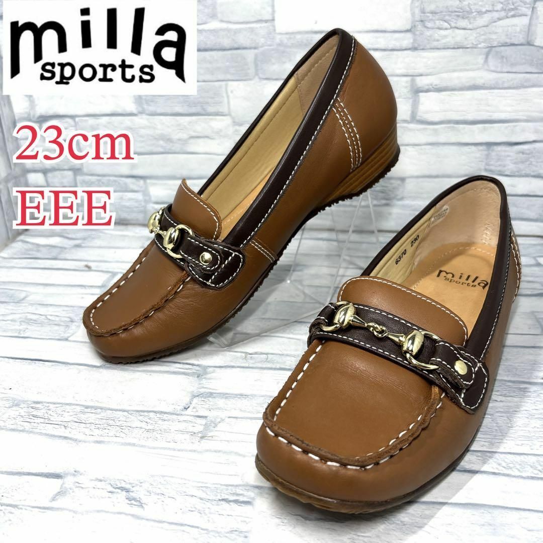 ★美品★Milla sports ミラスポーツ ビットローファー 本革 ブラウン 23cm3E