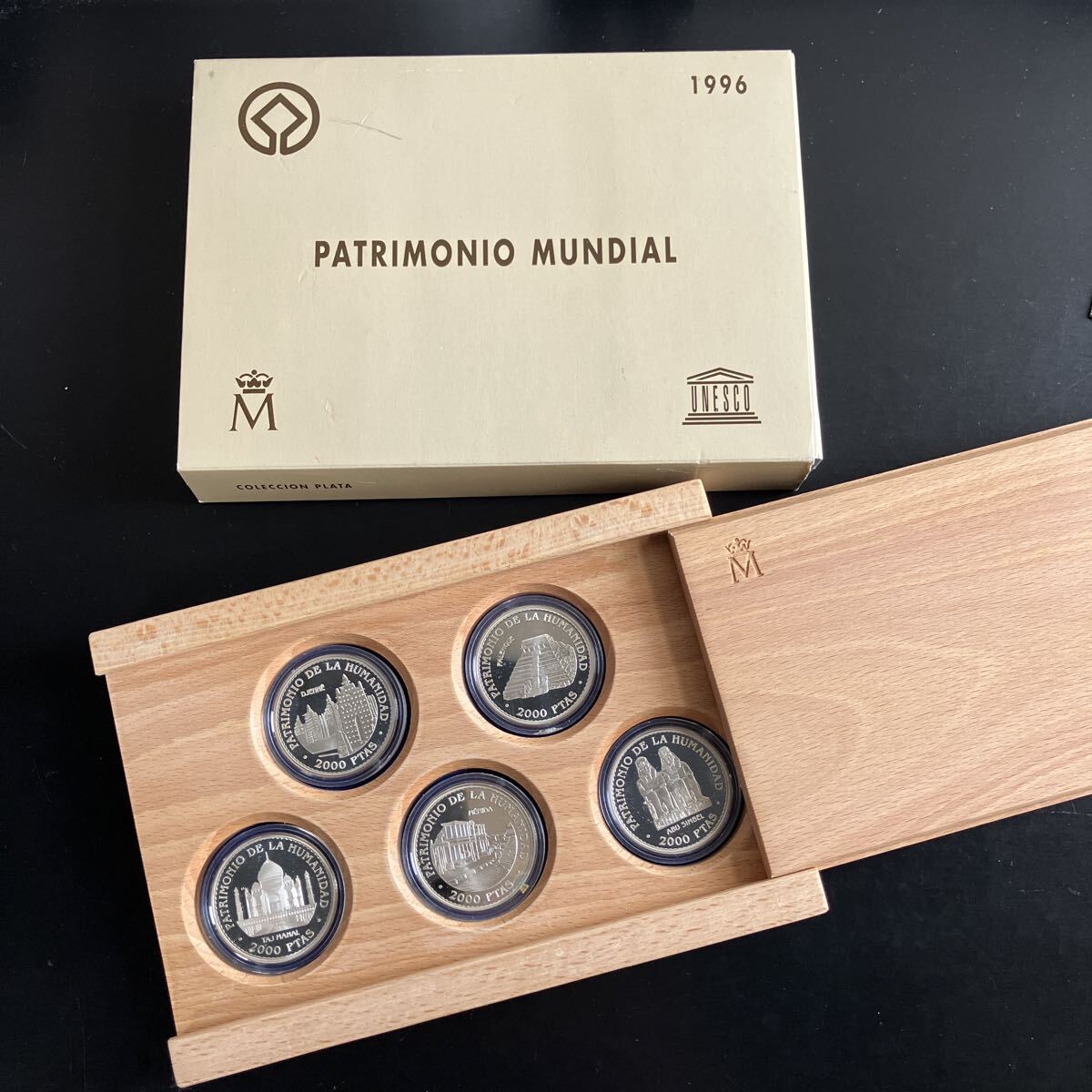1996年 スペイン銀貨 2000ペセタ プルーフ硬貨 1996年 ユネスコ世界遺産 シルバーコインセット 2000ペセタ銀貨