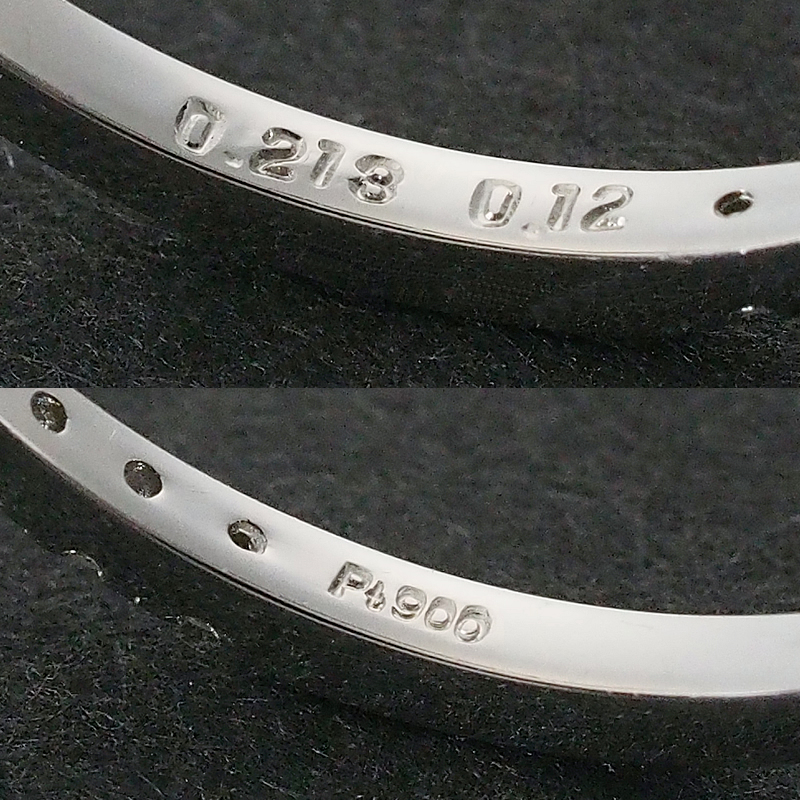 音羽屋■ D/VS2 ダイヤモンド/0.213ct ダイヤ/0.12ct Pt900 ハート デザイン リング 12号 鑑定書付き 仕上済【中古】_画像5