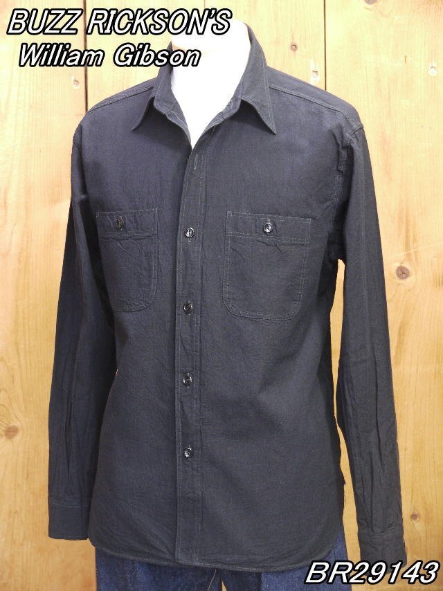 新品 バズリクソンズ ウィリアムギブソン ブラックシャンブレーワークシャツ M BR29143 buzzricksons williamgibson_画像1