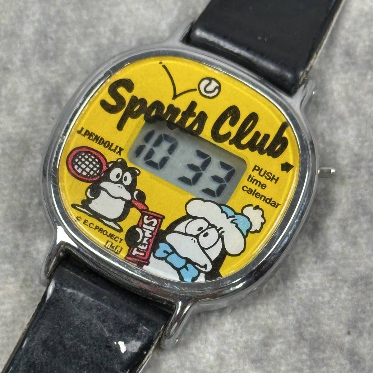 【稼働】CITIZEN シチズン Q&Q ジミーペンドリックス J.Pendolix Sports Club イエロー デジタル 腕時計 キャラウォッチ レトロ (KC-165)