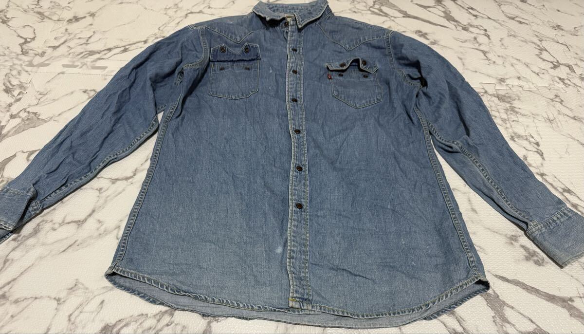 90s★Levi´s リーバイス 長袖　シャツ　長袖シャツ デニムシャツ　ビッグE 赤耳　USA製 メンズ　Lサイズ