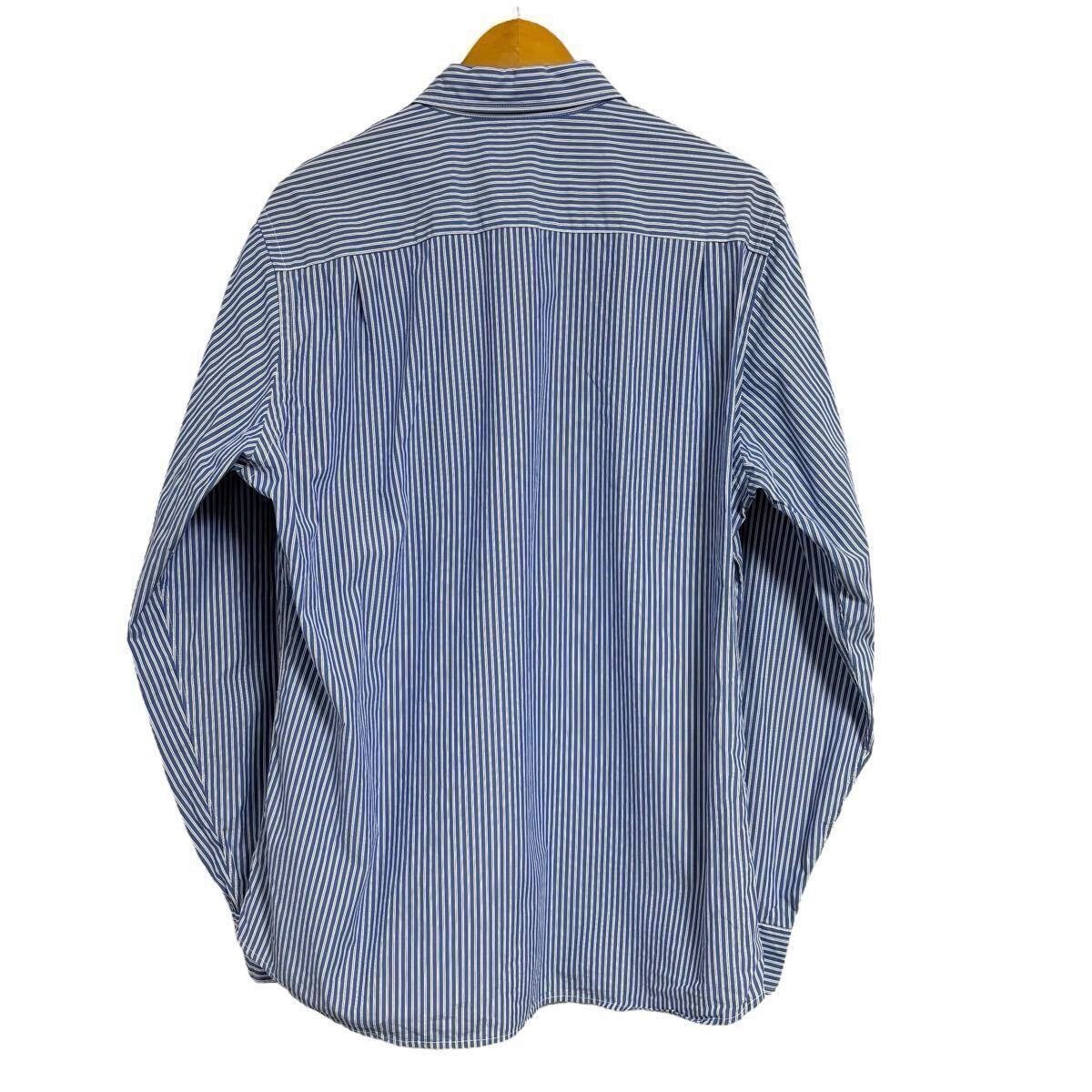 ※J 無印良品 長袖シャツ ブルー×ホワイト ストライプ 綿100% MUJI メンズ サイズXL_画像4