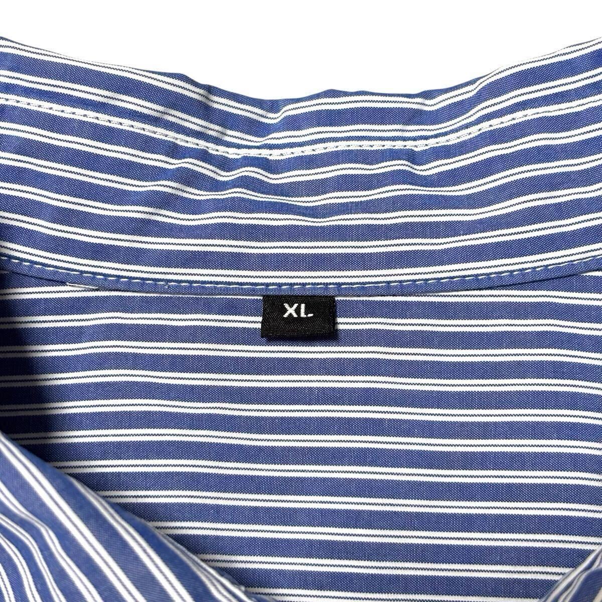 ※J 無印良品 長袖シャツ ブルー×ホワイト ストライプ 綿100% MUJI メンズ サイズXL_画像6