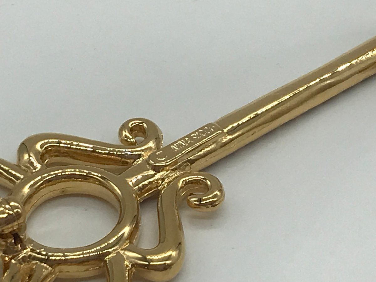 ■【YS-1】 未使用 ■ ニナリッチ NINARICCI ブローチ ■ キー 鍵 モチーフ GP ゴールド系 カラーストーン付き 全長6,5cm【同梱可能商品】K_画像6