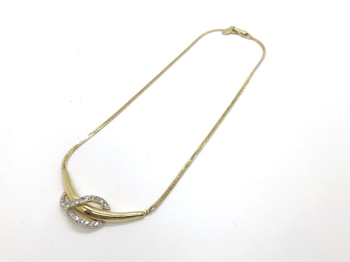 ■【YS-1M】 マリオヴァレンチノ MARIO VALENTINO ネックレス ■ ラインストーン クリア × GP ゴールド系 全長43cm 【同梱可能商品】■D_画像2