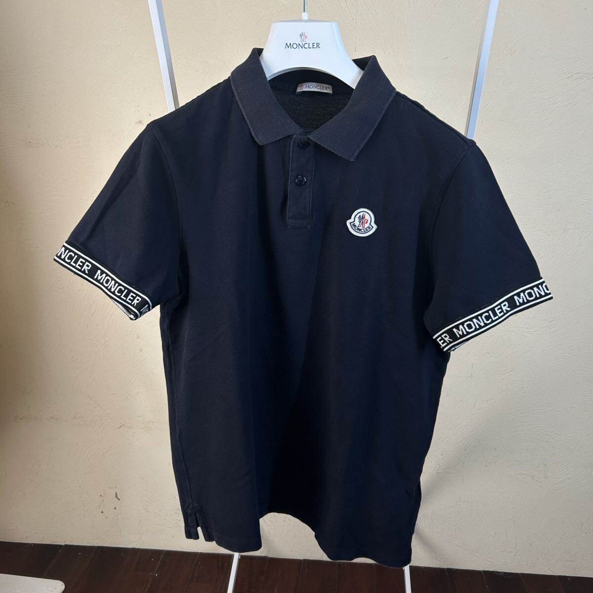 モンクレール 半袖ポロシャツ ポロシャツ ネイビー S レアモデル袖レタリング】 MONCLER モンクレール半袖ポロシャツ