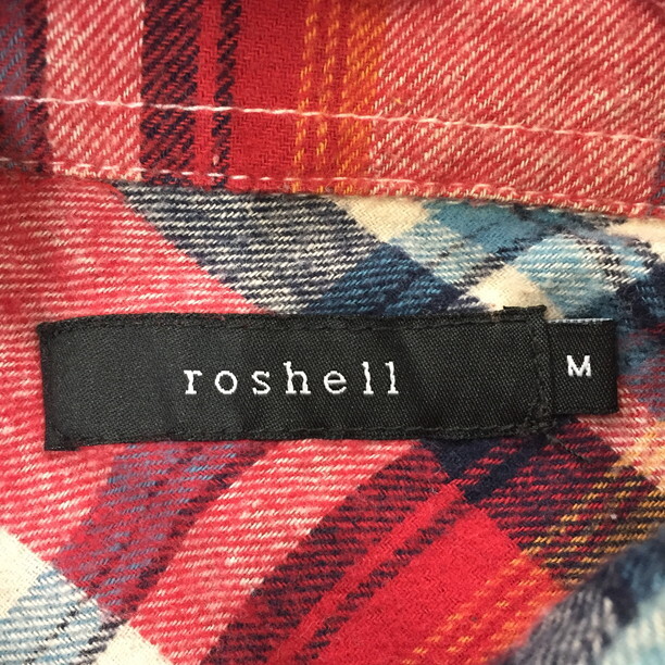 2312F-259 メンズ roshell ロシェル レッド シャツ M 【送料一律！800円】_画像2