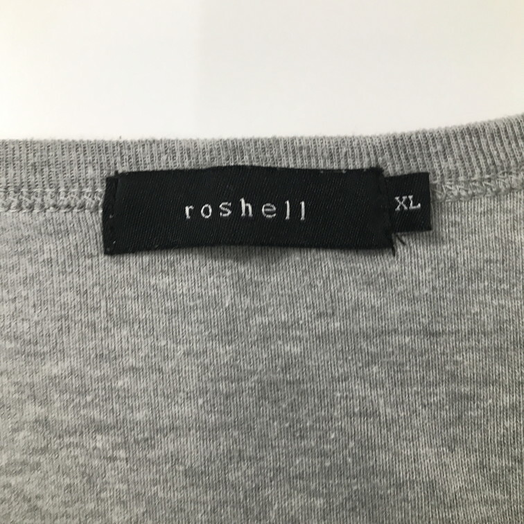 2204F-035 メンズ roshell ロシェル グレー 半袖Tシャツ XL ロンT 5分袖 Vネック【送料一律！800円】_画像2