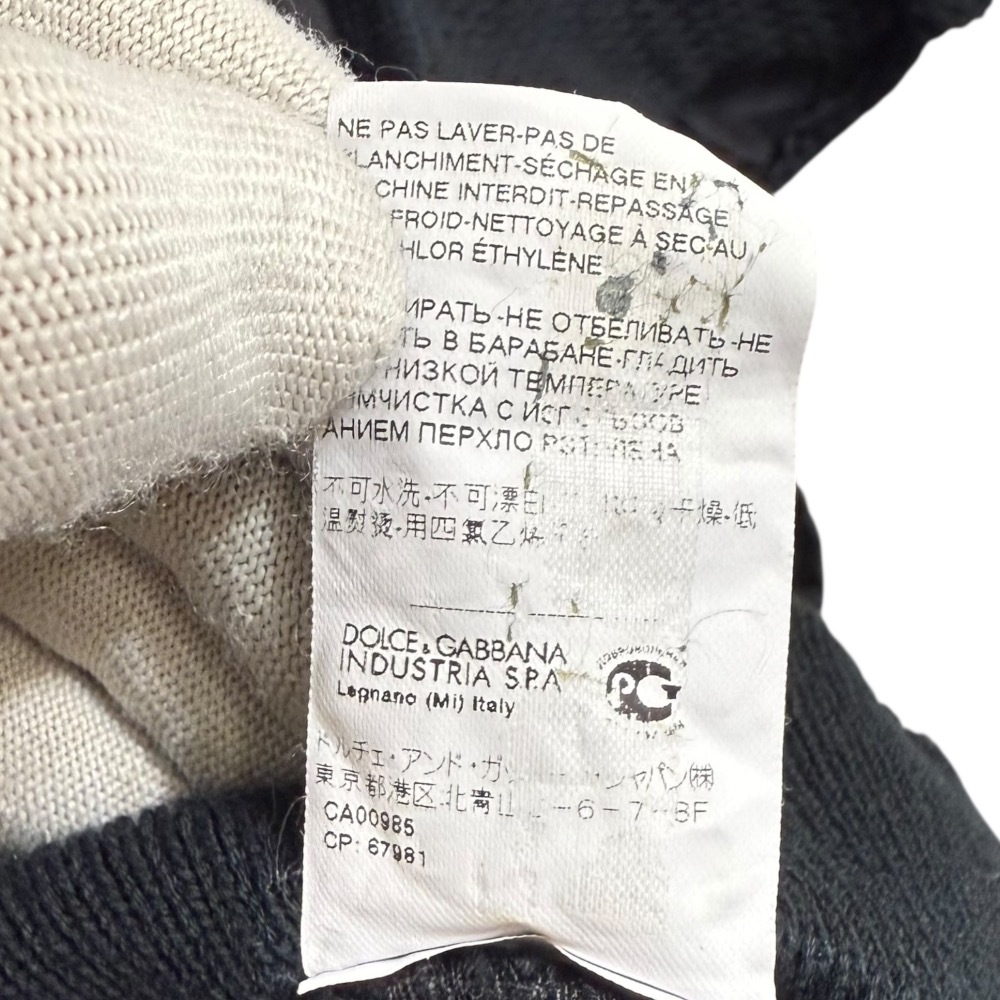 良品 DOLCE&GABBANA ドルチェ&ガッバーナ 半袖 異素材切替 ニット プルオーバーパーカー サイズ46 ブラック_画像7