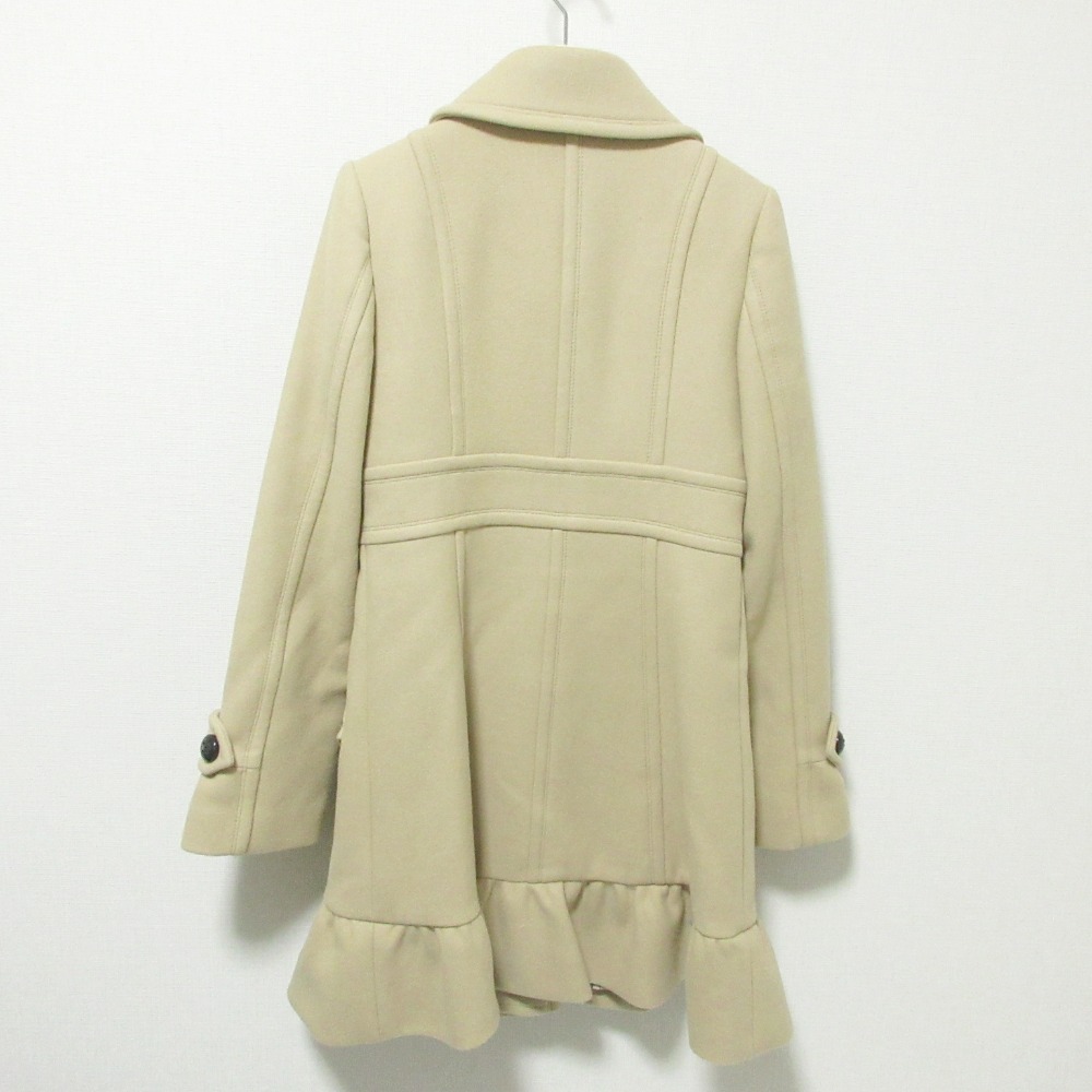 良品 BURBERRY BLUE LABEL バーバリーブルーレーベル 裏地ノバチェック柄 ウール フレア ステンカラーコート 38 ベージュ_画像2