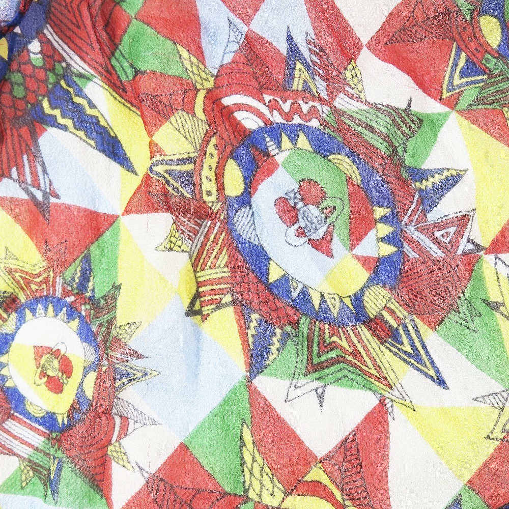 美品 VIvienne Westwood ヴィヴィアンウエストウッド ハート オーブ スカーフ ストール ショール 幾何学柄 シルク マルチカラー_画像3