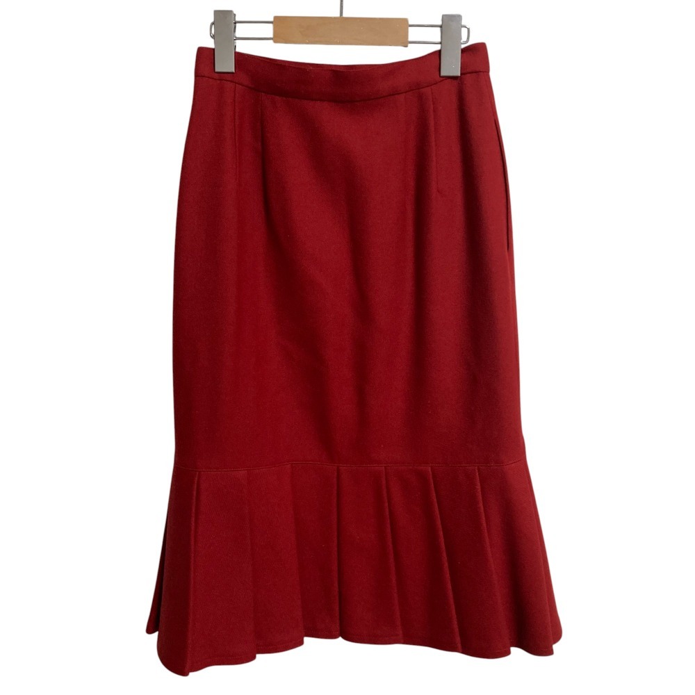 美品 Christian Dior クリスチャンディオール ヴィンテージ ウール フレアスカート Mサイズ レッド