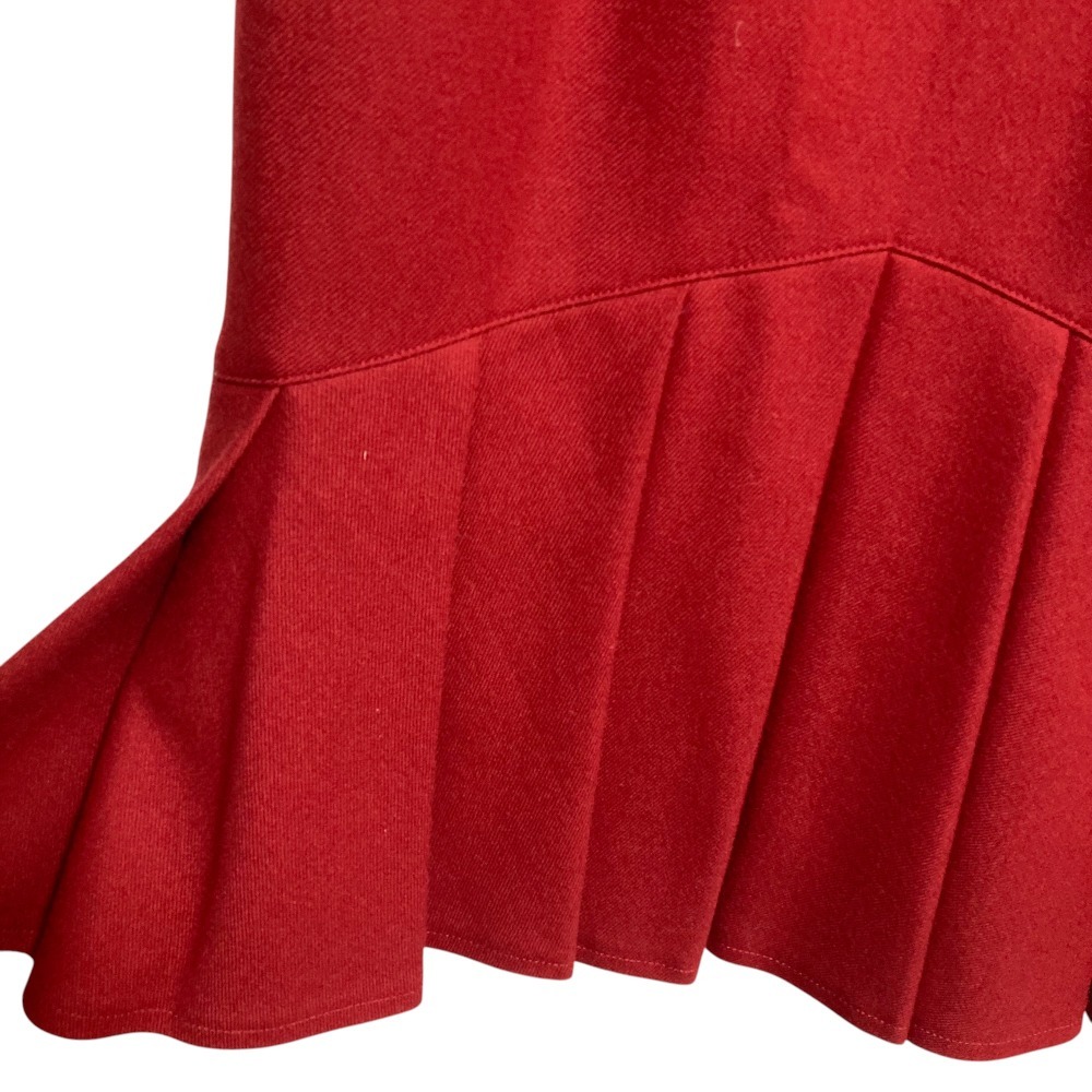 美品 Christian Dior クリスチャンディオール ヴィンテージ ウール フレアスカート Mサイズ レッド