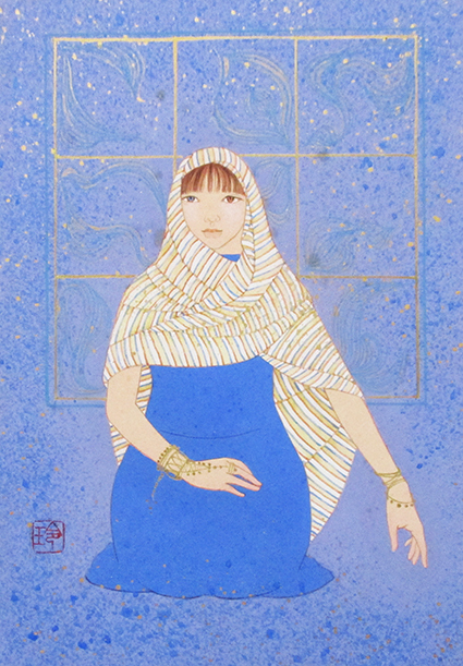 亀山玲子『耿』彩色、麻紙ボード　SMサイズ　印　額、箱、黄袋付き　共シール_画像2