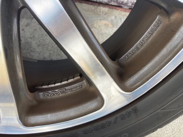 4本セット RAYS TRD 8J-18インチ +40 タイヤ付 245/45R18 レイズ　マークＸなど_画像7