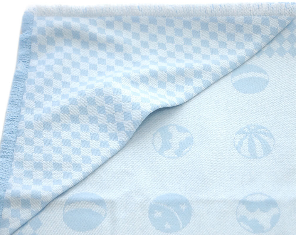 не использовался Hermes покрывало HERMES H103065M02 baby младенец одеяло 90CM кашемир кашемир 100% бледный голубой бледно-голубой