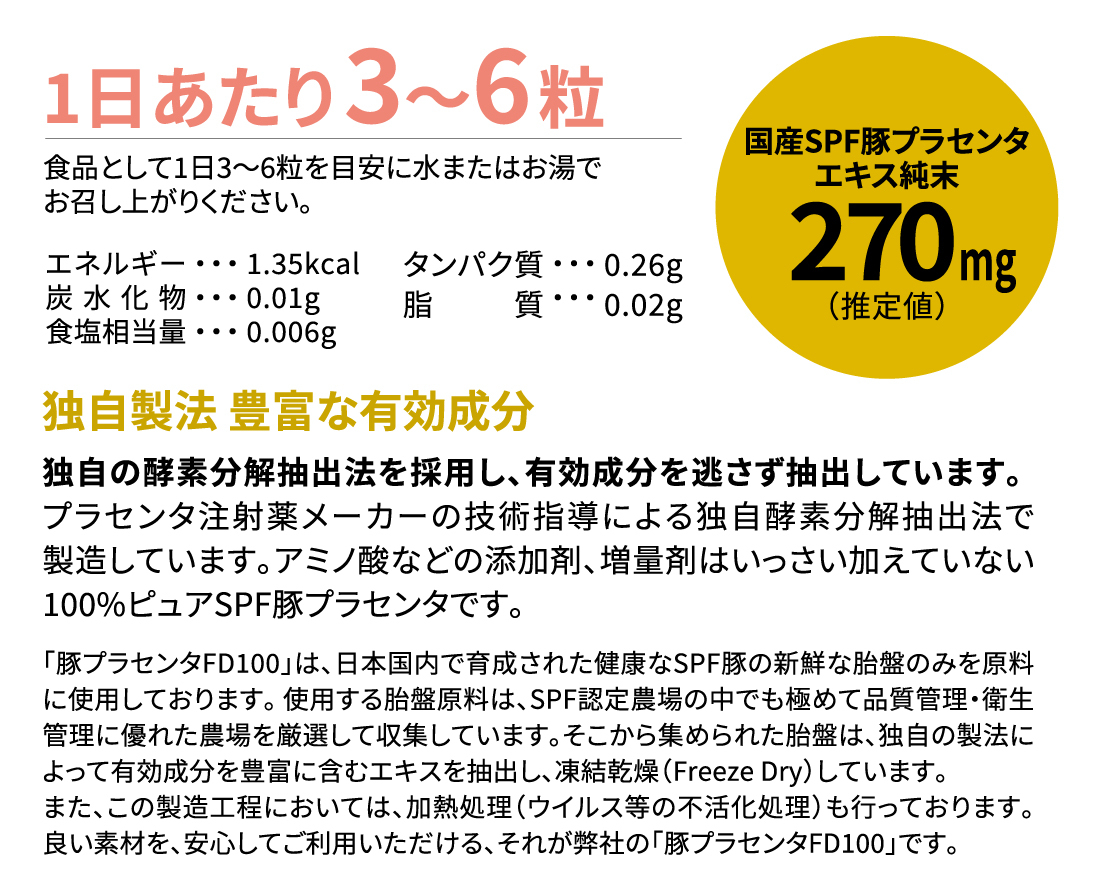 プラセンタplus＋(プラセンタプラス) 國産SPF豚由來のプラセンタエキス純末は1粒に270㎎(推定値)配合 日本國內(nèi)制造(100粒)