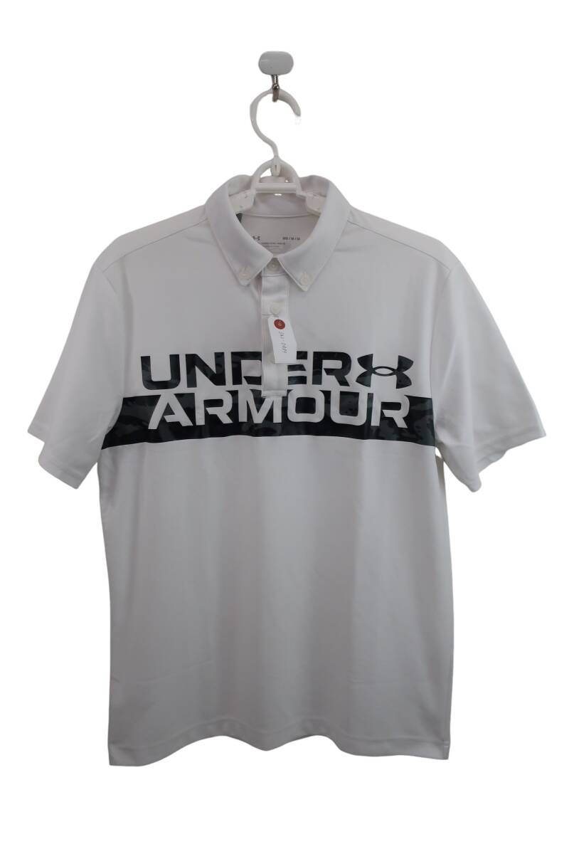 【美品】UNDER ARMOUR(アンダーアーマー) ポロシャツ 白 メンズ M ゴルフ用品 2411-0489 中古_画像1