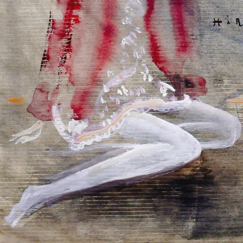 真作 織田広比古 油彩画 1986年 女性像 泉 真作】【WISH】織田広比古 水彩 ◇繊細なタッチと淡い彩色・静寂