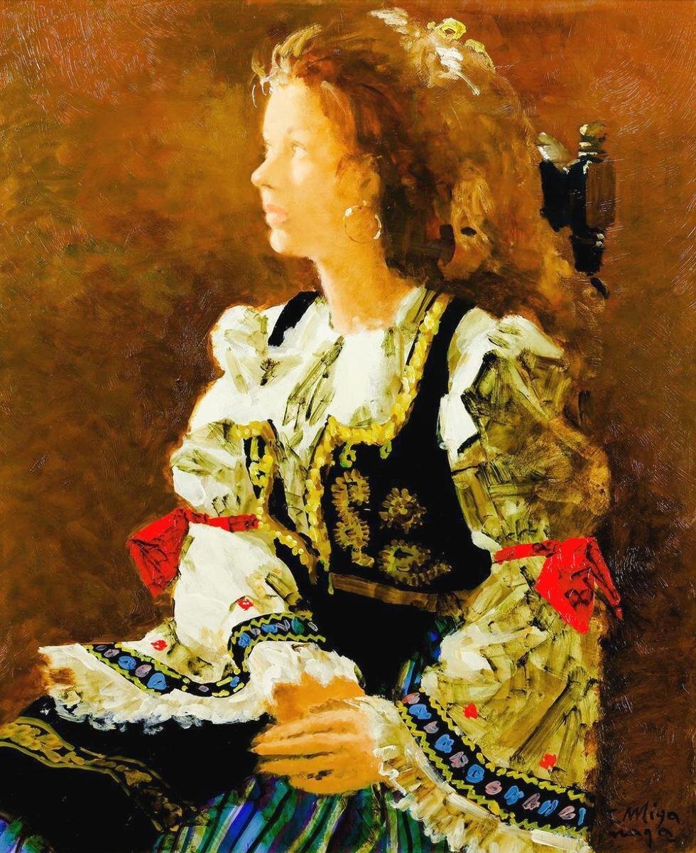 宮永岳彦 燦 油彩6号 人物画 共シール 女性像 美人画 原画 絵画 真作保証 真作】【WISH】宮永岳彦「JUGOSLAVIA 玲」油彩 15号 大作 共