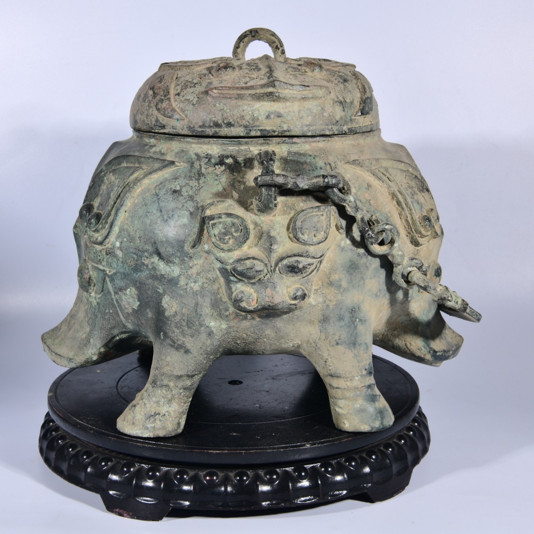 ■TX152■商周時代 青銅器 獣面文提粱銘文尊 絶品 時代物 古玩 唐物 古陶磁器■_画像2