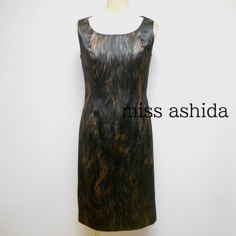 904990 miss ashida ミスアシダ 黒茶系 ノースリーブワンピース 9【クリックポスト可】_画像1