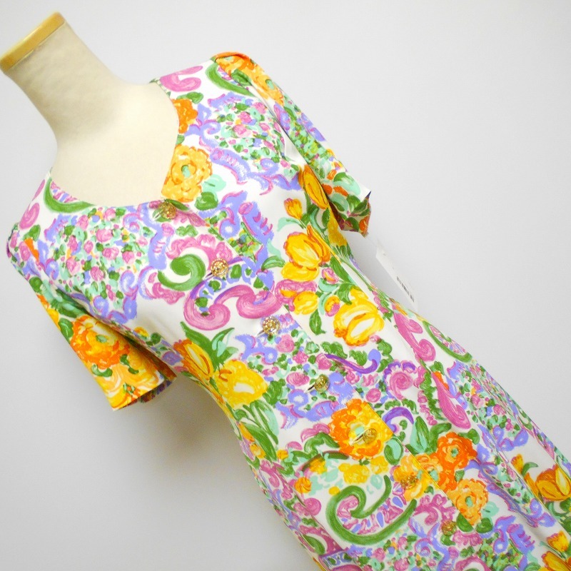 956749 madam hanai マダムハナイ 花柄 半袖 ワンピース 9_画像2