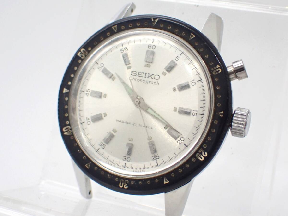稼動品 1円～☆SEIKO セイコー 手巻き メンズ腕時計 ワンプッシュクロノ 45899 シルバー文字盤 ラウンド 聖火マーク/N0605-51700