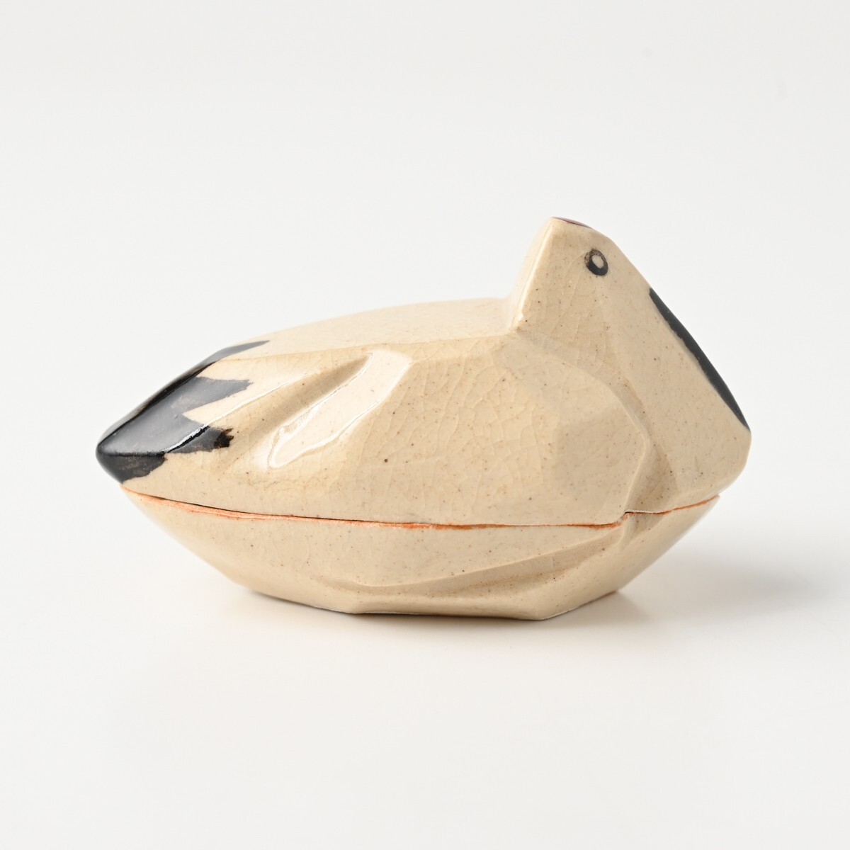 【尾西楽斎造】赤膚焼 鶴 香合 W約75mm/H約40mm/D約40mm 香道具 茶道具 焼物 伝統工芸 縁起物 骨董 古美術 古道具 古玩 アンティーク_画像3