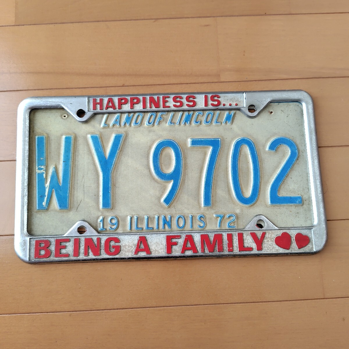 ヴィンテージ70s USA ナンバープレート・フレーム HAPINESS IS...BEING A FAMILY 31.3cmx17.3cm_画像10