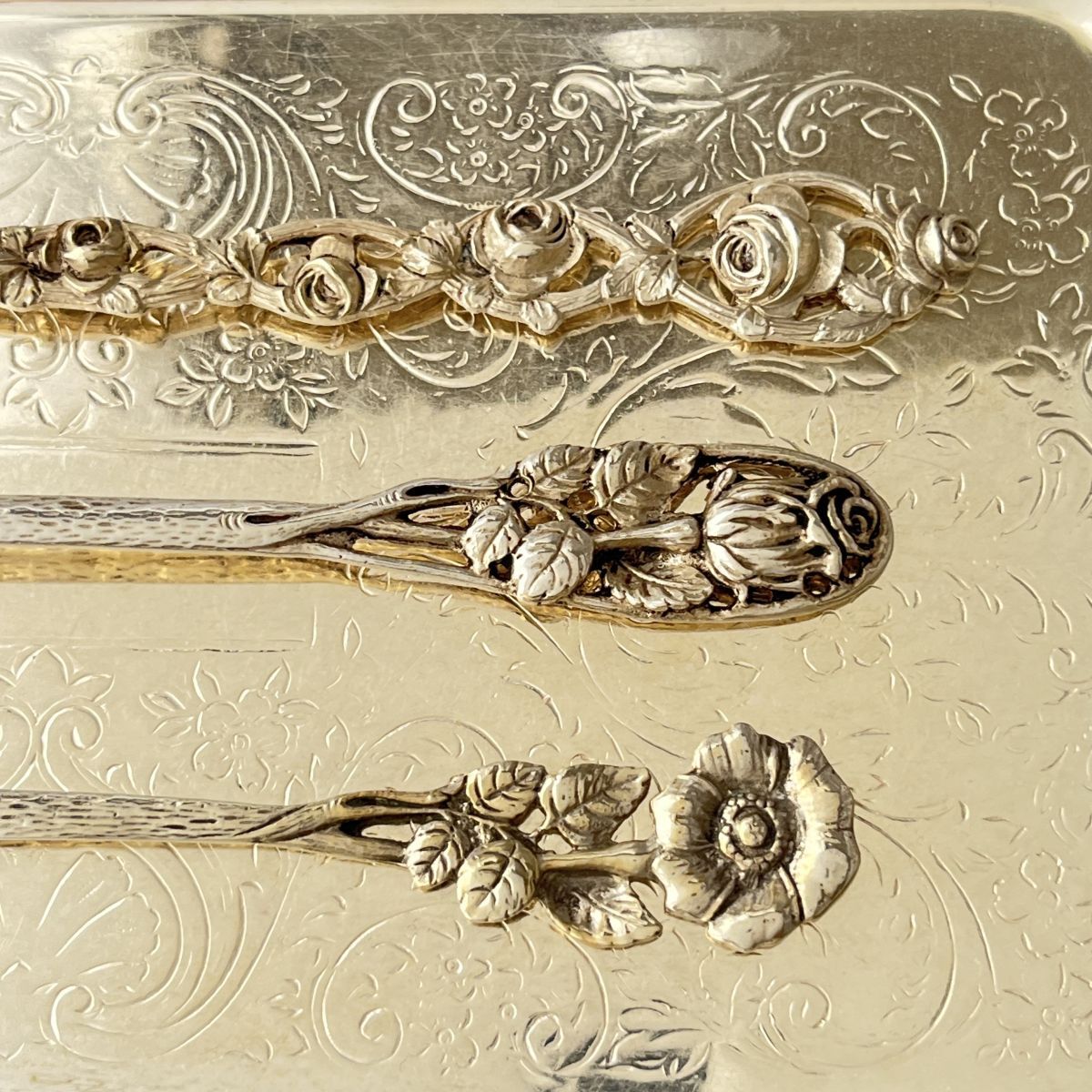 ドイツ】 オードブルピック 3本【純銀】ヒルデスハイムローズ