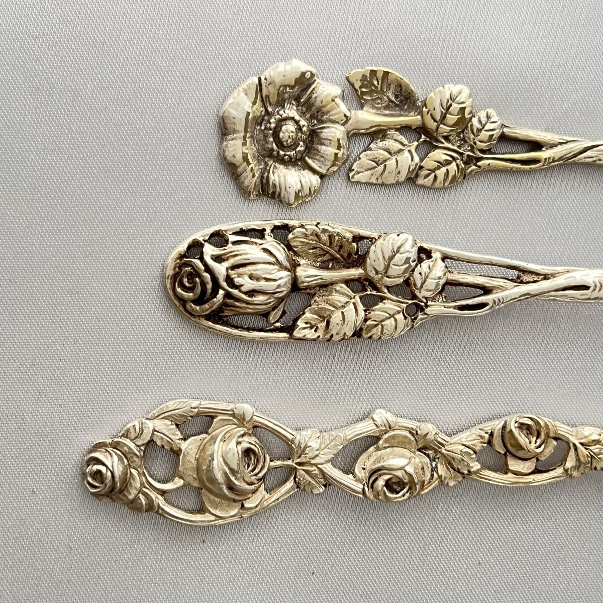 ドイツ】 オードブルピック 3本【純銀】ヒルデスハイムローズ