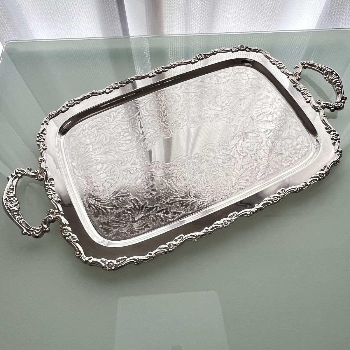 【ONEIDA】 ギャラリートレー 61cm ハンドル 大型 ONEIDA】 ギャラリートレー 61cm 【シルバープレート】 ハンドル