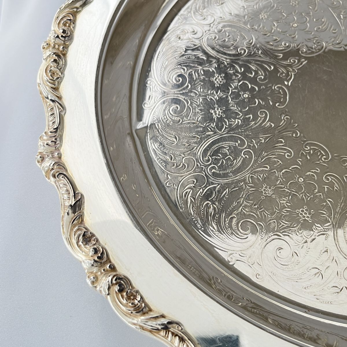 【POOLE】サルヴァ / ドリンクトレー【シルバープレート】30cm フット付 POOLE】サルヴァ / ドリンクトレー【シルバープレート】30cm