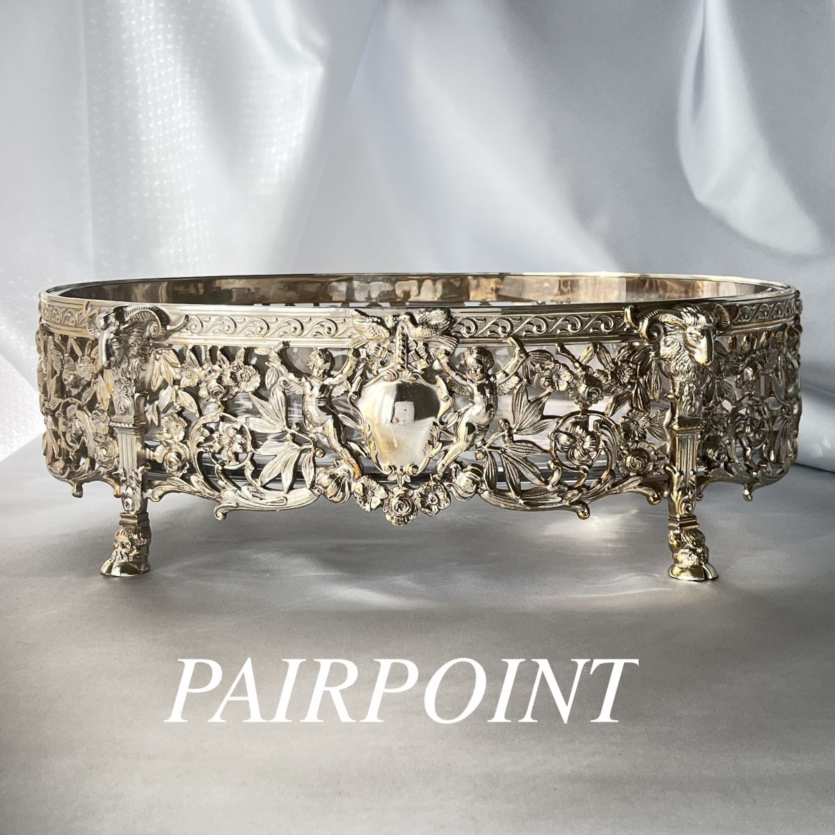 【PAIRPOINT】 天使のセンターピース【シルバープレート/ガラス】大型！！ PAIRPOINT】 天使のセンターピース【シルバープレート/ガラス
