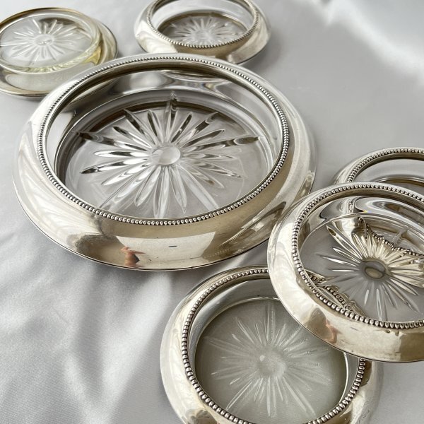 Frank M. Whiting】 パール ワイン グラスコースター5個 ボトル