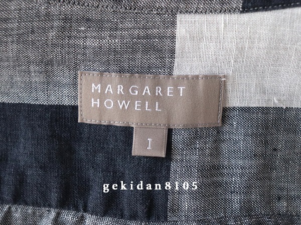 2018SS マーガレットハウエル 丸襟 リネン ラージチェック リトルシャツ MARGARET HOWELL マーガレットハウエル 2018 リネン100％ 丸襟