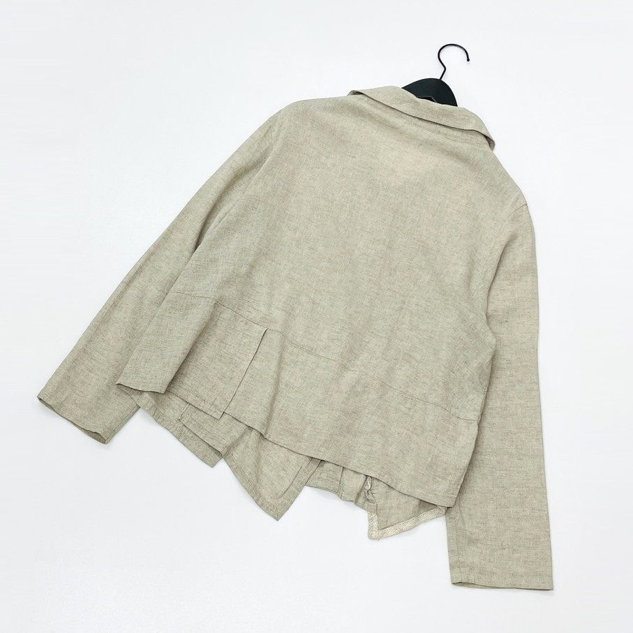 慈雨【40】ベージュ 長袖ジャケット アウター 日本製 レディース 生地 コットン リネン 綿麻 大人可愛い アシメ マツオ センソユニコ じう_画像10